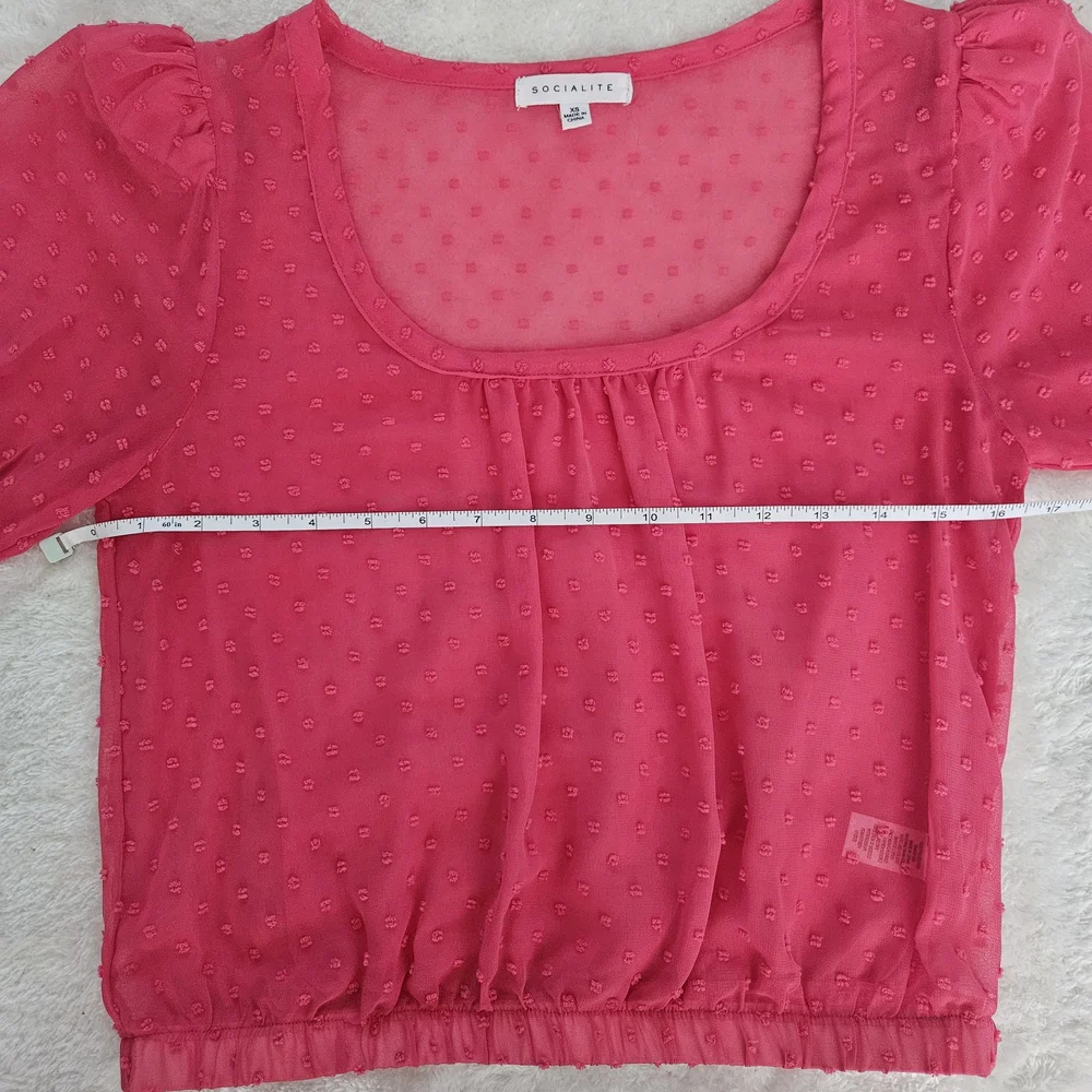 NEW Socialite Pink Sheer Blouse Size XS Feminine Romantic Cocquette Girl Summer - Picture 9 of 12
